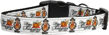 NEW HAPPY THANKSGIVING SIZE LARGE Dog Collar Soft Nylon