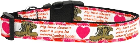 NEW MY HERO WEARS COMBAT BOOTS Size Large (18" - 26") Soft Dog Collar