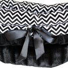 Pet Travel Carrier, Bed & Car Seat REVERSIBLE Black with Black Chevron