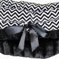 Pet Travel Carrier, Bed & Car Seat REVERSIBLE Black with Black Chevron