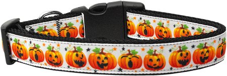 NEW PUMPKIN FACES WHITE Size XSmall (6"-10") & Small (10"-14") Halloween Soft Dog Collar