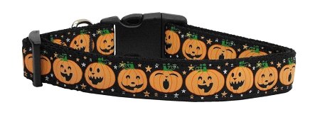 NEW PUMPKIN FACES BLACK Size Medium (10" -18")Halloween Soft Dog Collar