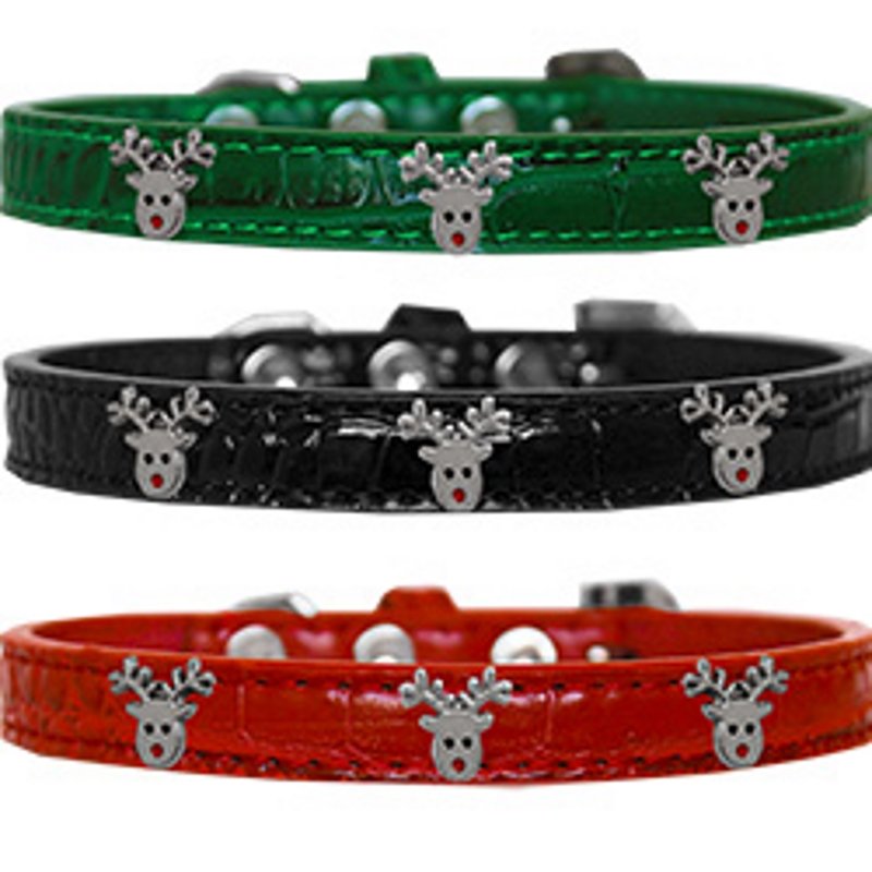 Christmas Reindeer Small Size 10 Adjustable Croc Dog Collar