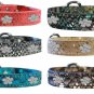 Fancy LEATHER FLOWER CHARMS DOG COLLAR - SIZES Medium 16(10" - 13")