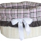 PLAID IN PINK Small Reversible Pet Carrier Bag, Pet Bed & Car Seat 3-In-1