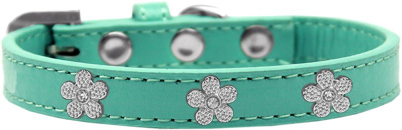NEW Silver Flowers Size XSmall (6.5" - 8.5")and Small (7.5" - 10.5") Faux Leather Dog Collars