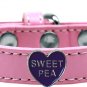 Faux Leather Sweet Pea Love Dog Collar - Sizes 6.5" - 16"(small to medium)