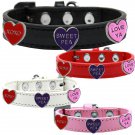 Faux Leather Sweet Pea Love Dog Collar - Sizes Medium to Large