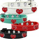 Faux Leather Heart Paws Love Dog Collar - Sizes Medium to Large
