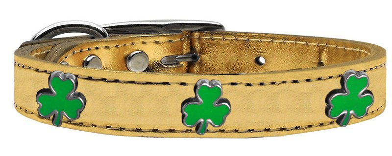 Genuine Leather Shamrock Dog Collar - Sizes 10" to 17"