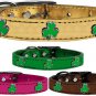 Genuine Leather Shamrock Dog Collar - Sizes 10" to 17"
