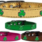 Genuine Leather Shamrock Dog Collar - Sizes 15" to 23"