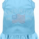 AMERICA Pet Dress Rhinestones & Ruffles in Sizes XSMALL to XLarge Solid Colors For Cats and Dogs