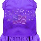 AMERICA Pet Dress with Rhinestones & Ruffles in Sizes 2X to 4X - Solid Colors For Cats and Dogs