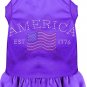 AMERICA Pet Dress with Rhinestones & Ruffles in Sizes 2X to 4X - Solid Colors For Cats and Dogs