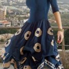 Luna Luz Cheerio Tie Dyed Off Shoulder 3/4 Sleeve Dress Interior Ties Style 93TQ