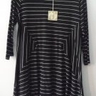 Comfy USA Diamond Side Tunic Black with White Pinstripe Top Shirt Style M537 NEW