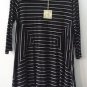 Comfy USA Diamond Side Tunic Black with White Pinstripe Top Shirt Style M537 NEW