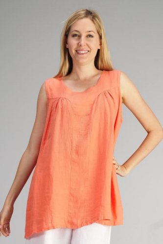 Match Point La Fixsun Linen Round Neck Sleeveless Top with Pockets HLT384 NEW!