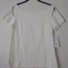 Luna Luz Garment Dyed Peek Hole Open Cut Short Sleeve Top Shirt Size Large NEW!
