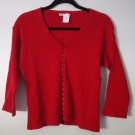 Avalin Cotton Sweater Snap Up Cardigan Red White Brown Variations NEW w Tags!