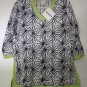 Gretchen Scott Designs Cotton V-Neck Printed Tunic 3/4 Length Sleeve NEW w Tags!