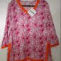 Gretchen Scott Designs Cotton V-Neck Printed Tunic 3/4 Length Sleeve NEW w Tags!