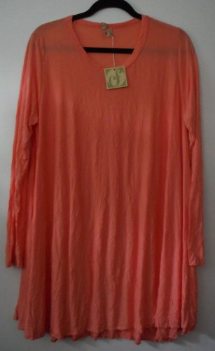 Comfy USA Round Neck Tunic Crinkle Tissue Knit Long Sleeve Style C170 NEW w Tag!