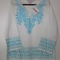 Gretchen Scott Designs Cotton Embroidered Flowers Top Tunic Blouse Colorful NEW!