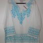 Gretchen Scott Designs Cotton Embroidered Flowers Top Tunic Blouse Colorful NEW!