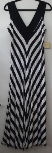 Comfy USA Women's Long V Neck Stripe Sun Maxi Dress Style M366 NEW with tags!