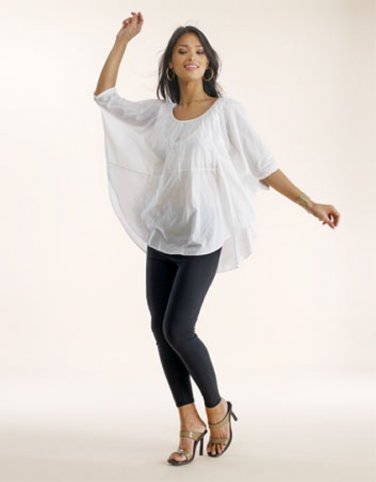 Luna Luz Garment Dyed Poncho Top Shirt 3/4 Length Sleeve 2 Colors Style 419 NEW!