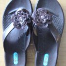 OKA b Chocolate Flip Flop Sandals w Flower Non Slip Ergonomic Eco Friendly NEW!!