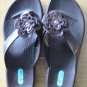 OKA b Chocolate Flip Flop Sandals w Flower Non Slip Ergonomic Eco Friendly NEW!!