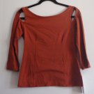 Luna Luz Garment Dyed Peek Hole Open Cut 3/4 Sleeve Top Shirt Style 004 NEW!