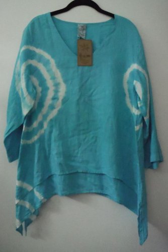 Match Point La Fixsun Linen 3/4 Sleeve V-Neck Double Layer Top Shirt FBT95 NEW!