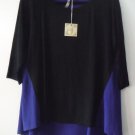 Comfy USA Bettina Tunic Black & Blue Color Contrast Tunic Top Shirt Style M642