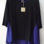 Comfy USA Bettina Tunic Black & Blue Color Contrast Tunic Top Shirt Style M642