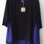 Comfy USA Bettina Tunic Black & Blue Color Contrast Tunic Top Shirt Style M642
