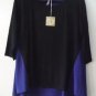 Comfy USA Bettina Tunic Black & Blue Color Contrast Tunic Top Shirt Style M642