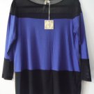 Comfy USA Black Blue Mesh Contrast Tunic Top Shirt Style M649 New w Tags!