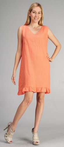 Match Point Linen LD1020 V-Neck Sleeveless Mid-length Ruffle Dress New w Tags!