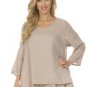 Match Point Linen HLT185 V-Neck 3/4 Sleeve Angel Winged Pullover Top Shirt NEW!