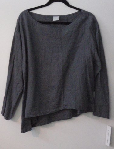 Luna Luz Garment Dyed Linen Angle Seam Long Sleeve Top Shirt Style 703 NEW!