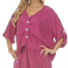 Match Point LT507 V-Neck Button Down Short Cropped Top Shirt Medium Weight NEW!