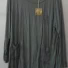 Comfy USA Crinkle Tissue Long Sleeve 3 Pocket Top Tunic Tank Style C190P NEW!