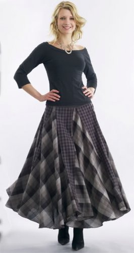 Luna Luz Cotton Check Triangle Panel Long Skirt Ruffle European Style NEW!