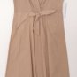 Luna Luz Classic Sleeveless Boho V Neck Front Tie European Dress Tan/Navy NEW!