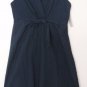 Luna Luz Classic Sleeveless Boho V Neck Front Tie European Dress Tan/Navy NEW!