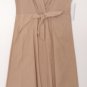 Luna Luz Classic Sleeveless Boho V Neck Front Tie European Dress Tan/Navy NEW!